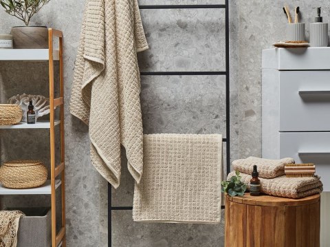 Komplet 4 ręczników bawełnianych frotte beżowy ATAI