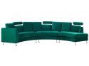 Sofa półokrągła 7-osobowa modułowa welurowa zielona ROTUNDE Lumarko!