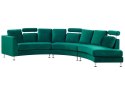 Sofa półokrągła 7-osobowa modułowa welurowa zielona ROTUNDE Lumarko!
