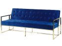 Sofa rozkładana welurowa ciemnoniebieska MARSTAL Lumarko!