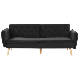Sofa rozkładana welurowa czarna BARDU Lumarko!
