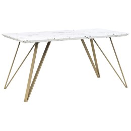 Stół do jadalni 150 x 80 cm efekt marmuru biało-złoty MOLDEN Lumarko!