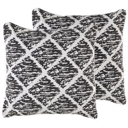 2 bawełniane poduszki dekoracyjne w geometryczny wzór 45 x 45 cm czarno-białe HAZRO Lumarko!