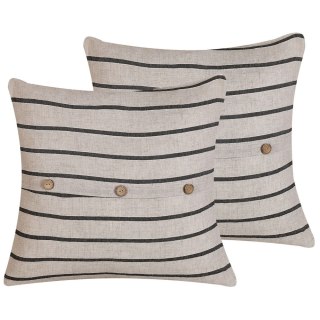 2 poduszki dekoracyjne w paski 43 x 43 cm beżowo-czarne CYNARA