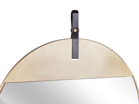 Metalowe okrągłe lustro ścienne na pasku ø 60 cm złote GURS