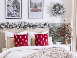 2 welurowe poduszki dekoracyjne w choinki 45 x 45 cm czerwone CUPID Lumarko!