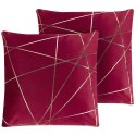 2 welurowe poduszki dekoracyjne w geometryczny wzór 45 x 45 cm czerwone PINUS Lumarko!