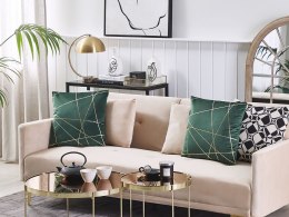 2 welurowe poduszki dekoracyjne w geometryczny wzór 45 x 45 cm zielone PINUS Lumarko!