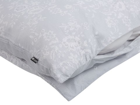 Komplet pościeli bawełnianej satynowej w kwiaty 200 x 220 cm szary MORNINGSIDE