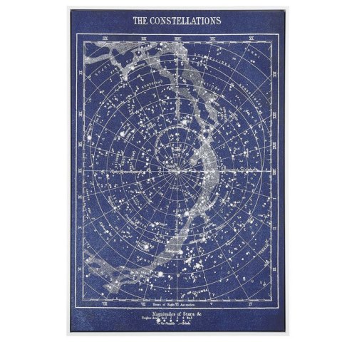 Obraz na płótnie w ramie mapa gwiazd 63 x 93 cm niebieski TRAVERSA Lumarko!
