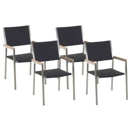 Zestaw 4 krzeseł ogrodowych z technorattanu czarny GROSSETO Lumarko!