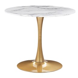 Stół do jadalni okrągły ⌀ 90 cm efekt marmuru biało-złoty BOCA Lumarko!