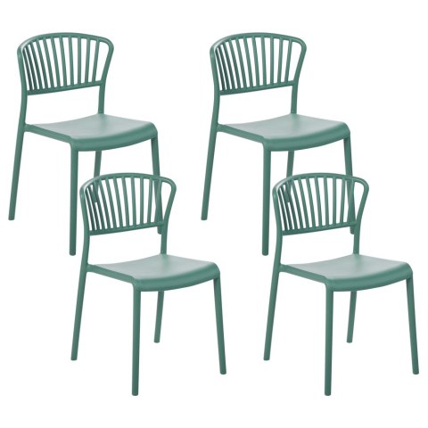 Zestaw 4 krzeseł do jadalni zielony GELA Lumarko!