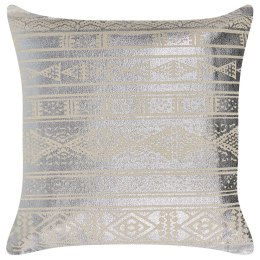 Bawełniana poduszka dekoracyjna w geometryczny wzór 50 x 50 cm srebrna OUJDA Lumarko!