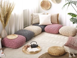 Poduszka podłogowa bawełniana makrama 50 x 50 x 20 cm różowa BERRECHID Lumarko!