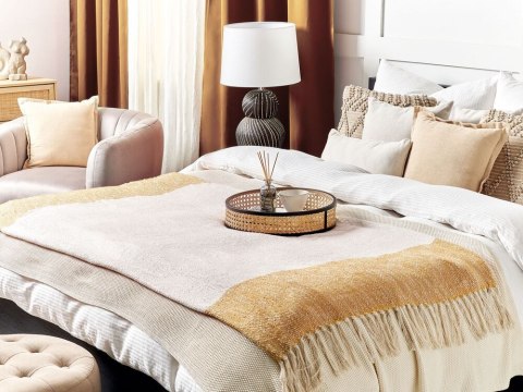 Koc 130 x 170 cm beżowo-pomarańczowy SALME