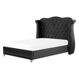 Łóżko welurowe 140 x 200 cm czarne AYETTE Lumarko!