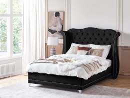 Łóżko welurowe 140 x 200 cm czarne AYETTE Lumarko!
