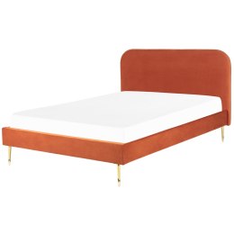 Łóżko welurowe 140 x 200 cm pomarańczowe FLAYAT Lumarko!