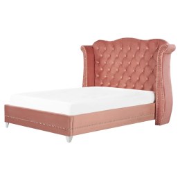 Łóżko welurowe 140 x 200 cm różowe AYETTE Lumarko!