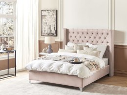Łóżko welurowe 140 x 200 cm różowe LUBBON Lumarko!
