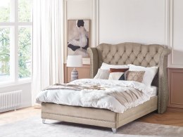 Łóżko welurowe 140 x 200 cm szarobeżowe AYETTE Lumarko!