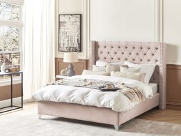 Łóżko welurowe 160 x 200 cm różowe LUBBON Lumarko!