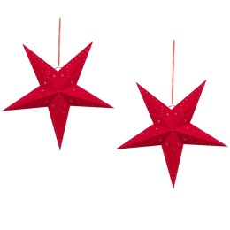 Zestaw 2 wiszących gwiazd welurowych LED 45 cm czerwony MOTTI Lumarko!