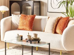 2 welurowe poduszki dekoracyjne 45 x 45 cm pomarańczowe CROCUS Lumarko!