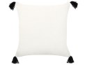 Bawełniana poduszka dekoracyjna geometryczny wzór z frędzlami 45 x 45 cm biało-czarna MAYS Lumarko!