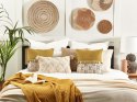 Bawełniana poduszka dekoracyjna w geometryczny wzór 45 x 45 cm biało-żółta WOODI Lumarko!