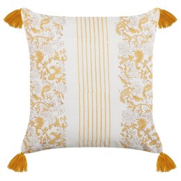 Bawełniana poduszka dekoracyjna w kwiaty 45 x 45 cm żółto-biała BILOBA Lumarko!