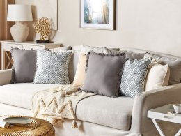 Bawełniana poduszka dekoracyjna w orientalny wzór 45 x 45 cm niebieska z białym CORDATA Lumarko!