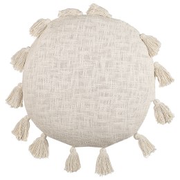 Bawełniana poduszka dekoracyjna z frędzlami ⌀ 45 cm beżowa MADIA Lumarko!