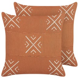 2 bawełniane poduszki dekoracyjne geometryczny wzór 45 x 45 cm pomarańczowo-białe VITIS Lumarko!
