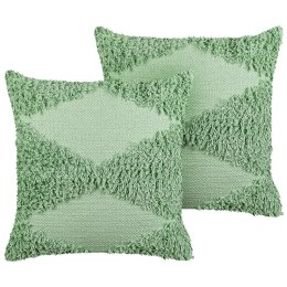 2 poduszki dekoracyjne bawełniane tuftowane 45 x 45 cm zielone RHOEO Lumarko!