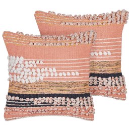 2 bawełniane poduszki ze wzorem w paski 45 x 45 cm pomarańczowe DEUTZIA Lumarko!