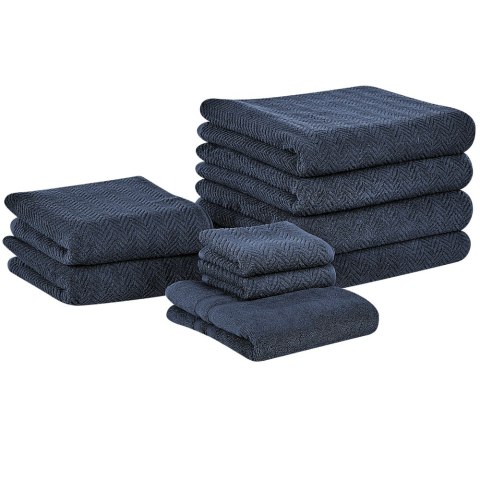 Komplet 9 ręczników bawełnianych frotte ciemnoniebieski MITIARO Lumarko!