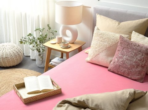 Bawełniane prześcieradło z gumką 90 x 200 cm koralowe JANBU