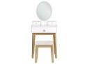 Toaletka 3 szuflady lustro LED ze stołkiem biało-złota ROSEY Lumarko!