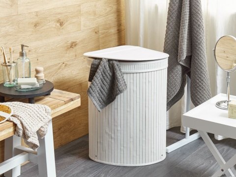 Kosz bambusowy z pokrywką biały BADULLA