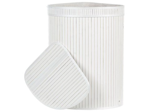 Kosz bambusowy z pokrywką biały BADULLA