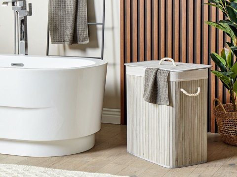 Kosz bambusowy z pokrywką szary KANDY