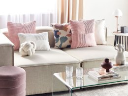 2 sztruksowe poduszki 43 x 43 cm różowe MILLET Lumarko!