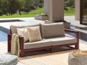 Sofa ogrodowa z certyfikowanego drewna 2-osobowa mahoniowy brąz TIMOR II Lumarko!