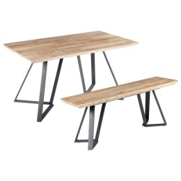 Zestaw do jadalni stół i ławka jasne drewno z czarnym UPTON Lumarko!