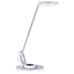 Lampa biurkowa LED z portem USB metalowa srebrno-biała CORVUS Lumarko!