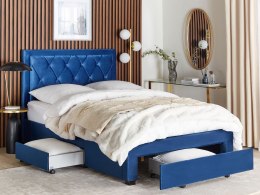 Łóżko welurowe 140 x 200 cm niebieskie LIEVIN Lumarko!