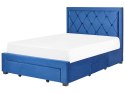 Łóżko welurowe 140 x 200 cm niebieskie LIEVIN Lumarko!