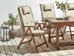 Zestaw 2 krzeseł ogrodowych drewno akacjowe z poduszkami beżowoszarymi AMANTEA Lumarko!